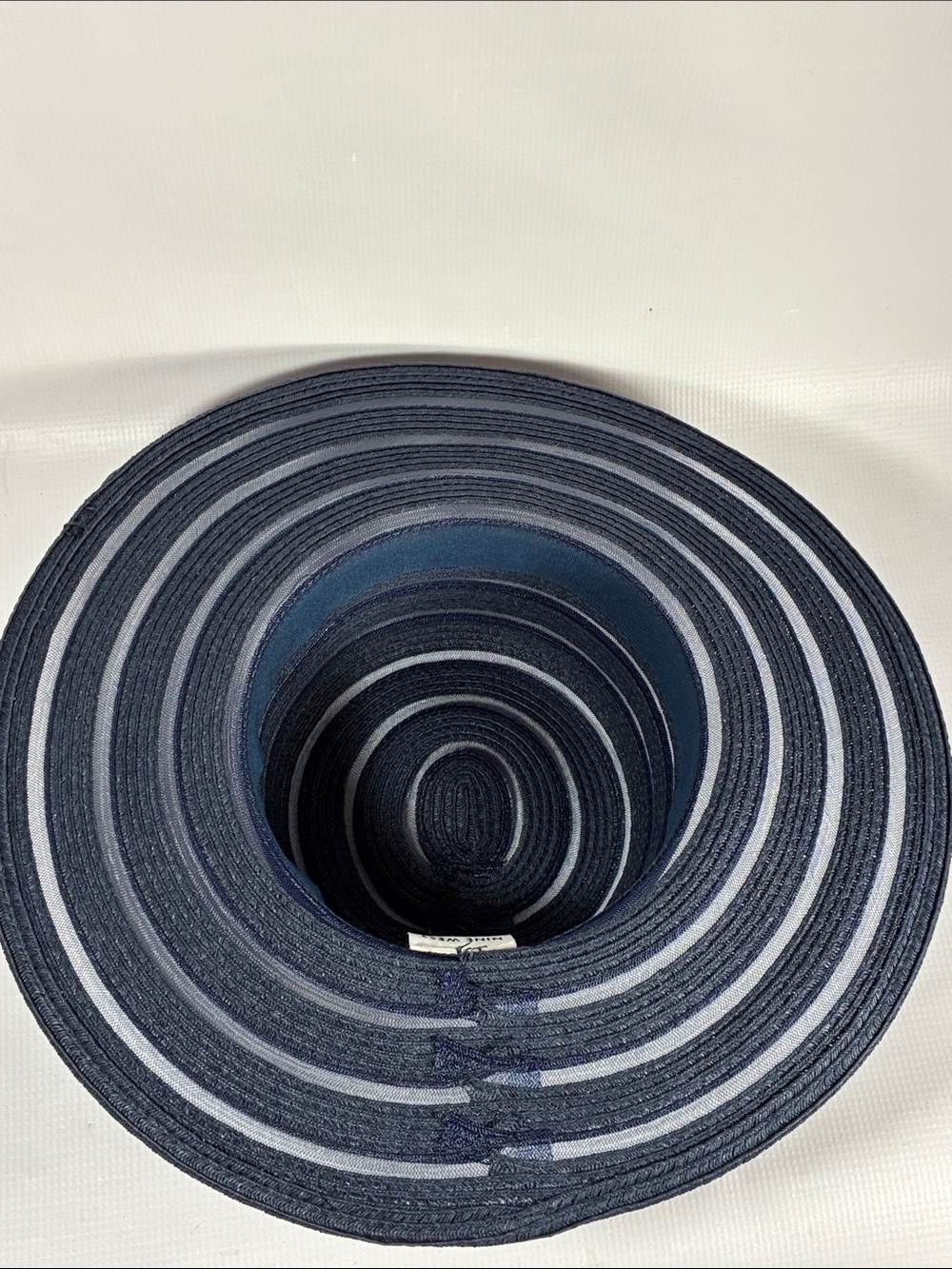 Nine West Navy Striped Wide-Brim Sun Hat - Picture 6 of 10